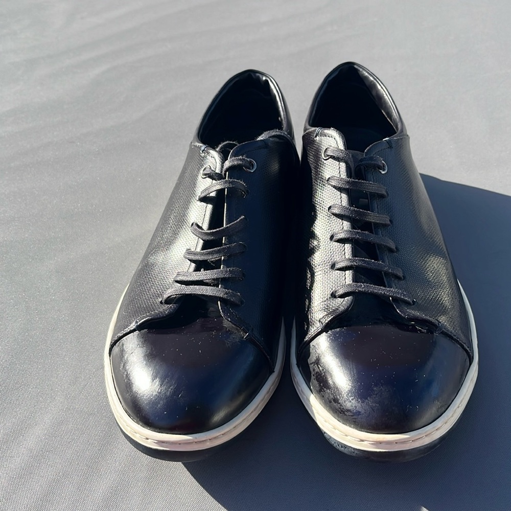 Giorgio Armani black leather sneakers in good condition size 9 1/2